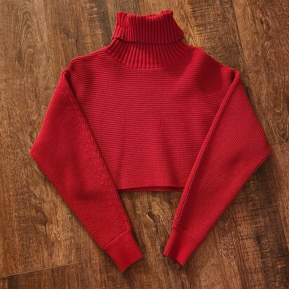 New House of Harlow 1960 Cropped Turtleneck Sweater in Red Size Medium - Picture 1 of 7